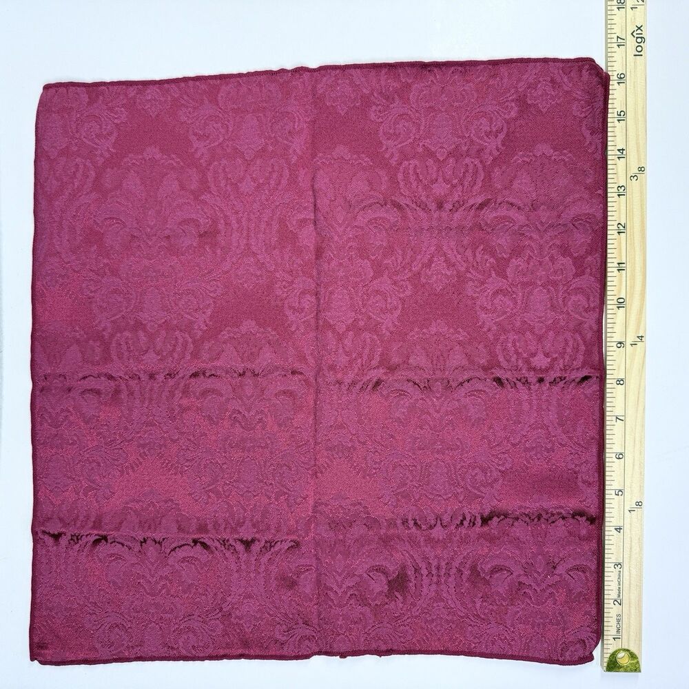 Fabric Napkins Red Poinsettia Jacquard 16" Set of 6 Christmas Holiday Brocade - Picture 2 of 5